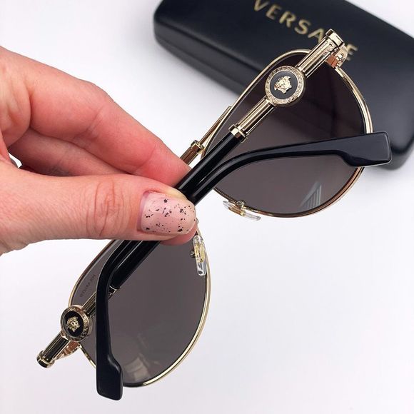 Versace VE2236 1002Z3 BRAND NEW Sunglasses Gold Silver Mirrored Polarized Unisex main image 6